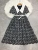Bebek boyun elbisesi Kadın İlkbahar ve Yaz Yeni 2023 V Boyun Parçalanmış Çiçek Etek Tasarım Küçük Ağır Endüstri Uzun Elbise