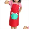 Aprons Cartoon Frog Pattern Kids Children Waterproof Painting Eating Apron Girl Boy Lovely Cooking 5 Color Available Drop Delivery H Dho4A