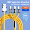3 In 1 Fast Charging Cable 6A 120W Metal Liquid Silicone Type-C Micro-USB Data Charger Cable 1.2M Line For iPhone Android
