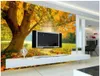 Papéis de parede personalizados PO 3D Papel de parede Golden Tree Autumn Forest Sunshine Painting Mural de parede para sala de estar