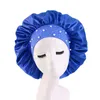 Beanies Beanie/Skull Caps Fashion Women Pearl Rhinestone Satin Night Sleppling Hair Protection Care Elastic Solid Color Frisör Dusch