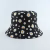 HBP Zomer Wide Brim Daisies Bucket Women Fashion Cotton Beh Sun Hoeden Omkeerbaar Bob Chapeau Femme Floral Panama Fisherman Hat P230327