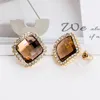 Stud Earrings ER-00489 2023 In Christmas Jewelry Gold Plated Women Black Square 1 Dollar Items Thanksgiving Gift