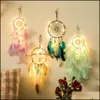 Andere evenementenfeestjes Handgemaakte LED LED LICHT DROOM Catcher Feathers auto Home Wall Hanging Decoratie Ornament Gift Dreamcatcher W DHGXO