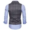 Men's Vests Men's Tank Top Casual Business Men's Set Tank Top Men's Checked Tank Top Fashion Men's Sleeveless Set Intelligent Casual Top Grey Blue 230329