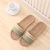 Pantoufles Lin Femmes D'été Ménage Intérieur Plancher Chaussures Linge Maison Bohême Style Mode Plate-Forme Sandales Y 230329