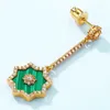 Kolczyki Dangle Star Kształt Malachite Drop 10k Gold Ins Korea Design 925 Srebrny kamień szlachetny dla kobiet Prezent