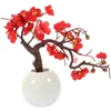 Decoratieve bloemen Kunstmatige pruimenpotplanters indoor planten nep bloem plastic bonsai doek boom