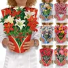 5pc wenskaarten 3D pop -up moeders dag pop -up bloemboeket papier met noot en envelop voor mom 2023 Mother's Gifts Y2303