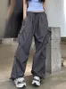 Calças femininas s zoki streetwear hip hop carga mulheres moda bolsos oversize calças soltas verão bf coreano cintura alta perna larga 230330