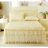 Кровать юбка корейская кружевная постельное белье толсто постельные принадлежности постельные принадлежности для принцессы бежевые постельные принадлежности хлопковые наволоты 230330