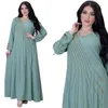 Etnische kleding al-adha gewaad dames mode diamant-ijzerstending swing maxi jurk moslim losse casual v nek lange mouw dagelijkse kleding 2023