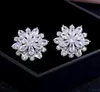 Charm Exquisite Zircon Snowflake Stud Earrings For Women Shiny Rhinestone Crystal Flowers Earring GC2004
