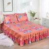 Bedkjol Nordisk romantisk blommönster Ruffled sängkläder säng kjol stora säng täcker sängark hem dekorativ kjol2 kuddväskor F0041 230330