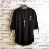 Mens TShirts Idopy Korean Fashion Mens Street Style Lace Punk Gothic Pullover Designer Steampunk Hem Hip Hop Sweatshirts Shirts Tees 230330