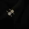 Solitaire Ring Korean Luxury 2023 Brand New Women Zircon Secret Inlaid Ladies Jewelry Square Open WomanGold Plated s Y2303