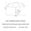 Parasol Premium 10 Bone Trwała kreatywna automatyczna torba LED LED Parasol Commercial Parasol Prysznic Triple Fold Parasol 230330