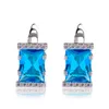 Stud -oorbellen Funmor Blue CZ Zirkon D Hooks For Women Silver Color Square Soft Copper Earring Ear Piercing Pendientes