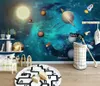 Papéis de parede Bacal 3D Wallpaper Mural Space Universo Crianças Sala estrelada Planet Planet Estréreo Cartoon Fresco Papel de Parede Infantil