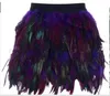 Jupes Femmes Plume Mini Taille Élastique High Street Gradient Color Party Vert Violet 230330