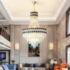 Ljuskronor Crystal Chandelier Light Luxury Simple Modern Duplex Staircase Long Hanging Lamp Villa El Gold Fixture Luster E14