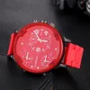 Relojes de pulsera de 52mm con caja grande para hombre, 3 zonas horarias, cronógrafo, resistente al agua, deportes, relojes de cuarzo para hombre, reloj militar de acero de silicona