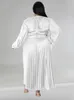 Plus size jurken wmstar maat voor vrouwen herfstkleding vast o nek geplooide elegant feest zoete maxi jurk groothandel druppel 230330