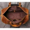 Duffel Bags Luxury Travel Men Vintage Hand Bagage Brown äkta läder Stor kapacitet Business Man Weekender Shoulder Bag