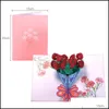 Gratulationskort Mothers Day Postcard 3D Pop Up Flower Tack mamma Grattis på födelsedagen Inbjudan Anpassade gåvor Papper Drop Del Dhwmk