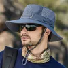 HBP Fisherman Wide W22 BRIM HATS Män och kvinnor Mesh Holes Breattable Outdoor Fishing Mountaineering Sun Hat Casual Summer New Style P230327