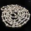 Chains 48 Inches 8-9mm White Rice And 4-5mm Nugget Pearl Long Chain Lariat Necklace