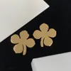 Brand designer high quality gold clover Earrings Huggies lady party wedding couple gift jewelry 925 silver