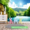 Wallpapers Custom Sofa TV Background Wall Bedroom Hand Drawn Rolling Mountains Landscape 3D Wallpaper Waterproof Mural Cloth Seamless