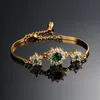 Fashion Tennis Bangle Armbands Chains Gold Plated Shiny Flower Round Green Zircon Jewelry