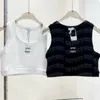 Colete feminino cropped regata de tricô camisetas femininas com bordados esportivos camisetas de verão sem mangas