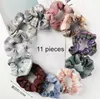 Hair Accessories Vintage Plaid Elastic Bands For Women Girls Blue Scrunchies Headband Ties Ponytail Holder