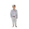 Abiti da uomo Blazer 2 pezzi Giacca Pantaloni Summer Beach Wedding Lino blu Baby Boys Set Blazer per bambini Pantaloni Abiti da cerimonia per feste