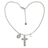 Hanger kettingen Hoogwaardige spiegel Polish 316L roestvrij staal CZ Setting Wind Star Charms Cross Ball Chain Necklace for Women Sieraden