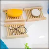 Soap Dishes Wooden Natural Tray Holder Bath Hollow Rack Plate Container Shower Bathroom Accessories Drop Delivery Home Garden Dhgca