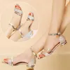 Sandal Sandals Heels Casual Shoes Open Toe Summer Gold Shoes Square Female Ankle Strap Low Footwear Woman 230330