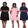 Grande taille vêtements pour femmes robes de poche décontractées mode grandes femmes à volants robe à sertir à manches courtes jupe de loisirs ample