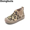 Athletic Outdoor Young Children Shoes Spring Kids Canvas Shoes Fashion Leopard Print Boys Comfortable Casual Shoes For Girls Child Sneakers Boots W0329