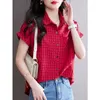 Damesblouses mode revers lapel vaste kleur zakken korte mouw shirt dames kleding 2023 zomer oversized casual tops forens blouse blouse