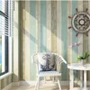 Wallpapers WELLYU Upgraded Thick Mediterranean Style Vertical Stripes Retro Blue Nostalgic Wood Bedroom Living Wallpaper Papel De Parede