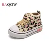 Athletic Outdoor Autum Girls Shoes Leopard Children Cansa Canva Boots Shoes Baby Toddler Shoes Little Kids Princess Girl Fashion Soft Sneakers W0329
