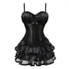 Bustiers & Corsets Black Victorian Corset Dresses Burlesque With Tutu Skirt Lace Up Strap Lingerie For Women Clubwear S-2XL