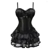 Bustini Corsetti Corsetto vittoriano nero Abiti Burlesque con gonna tutu Cinturino con lacci Lingerie per donna Clubwear S-2XL