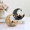 Świeczści Ramadan Moon Shape metalowy posiadacz świecy Eid Tealight puste świeczniki