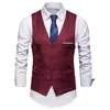 Hommes gilets mâle formel couleur Pure minceur costume gilet haut Style coréen hommes gilet col en V pour bureau