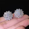 Charm Exquisite Zircon Snowflake Stud Earrings For Women Shiny Rhinestone Crystal Flowers Earring GC2004